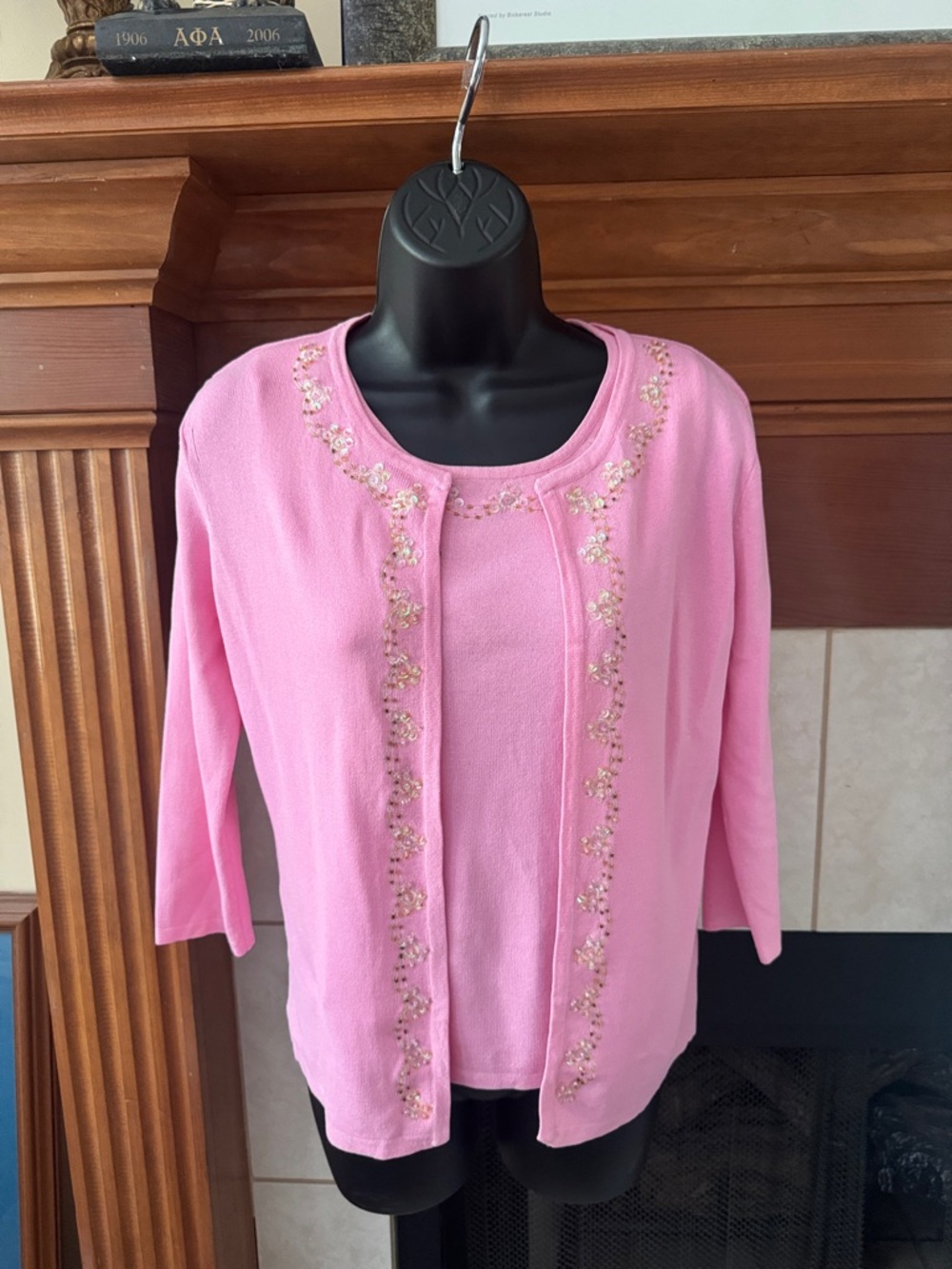 Pink Embellished Two-Piece Sweater Set